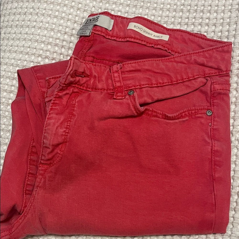 Bright Pink Skinny Ankle Jeans